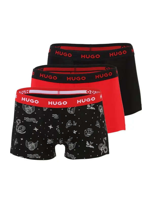 HUGO HUGO Boksarice  rdeča / črna / bela