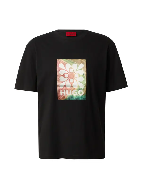 HUGO HUGO Majica 'Damoru'  zelena / magenta / črna / bela