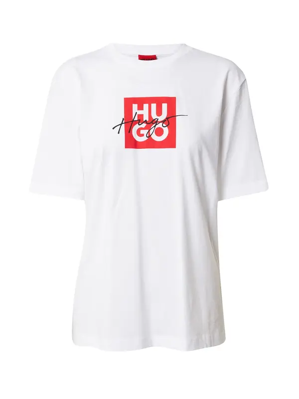 HUGO HUGO Majica 'Dashire'  ognjeno rdeča / črna / bela