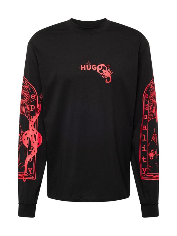 HUGO HUGO Majica 'Dequaliom'  rdeča / črna