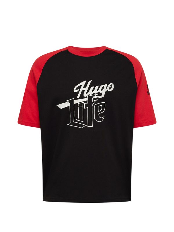 HUGO HUGO Majica 'Dilife'  rdeča / črna / bela