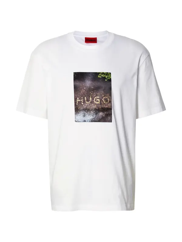 HUGO HUGO Majica 'Doreston'  svetlo rjava / temno rjava / zelena / bela