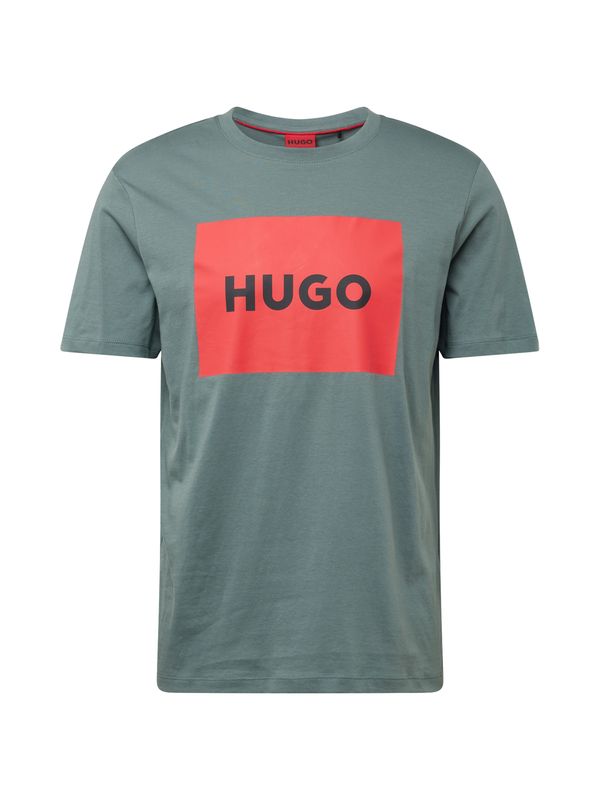 HUGO HUGO Majica 'Dulive222'  temno zelena / rdeča / črna