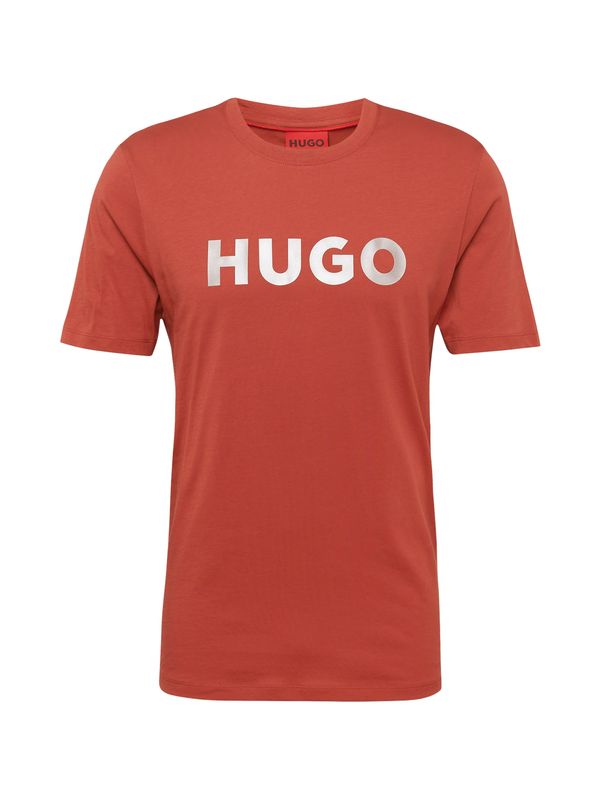 HUGO HUGO Majica 'Dulivio'  rjasto rdeča / srebrna
