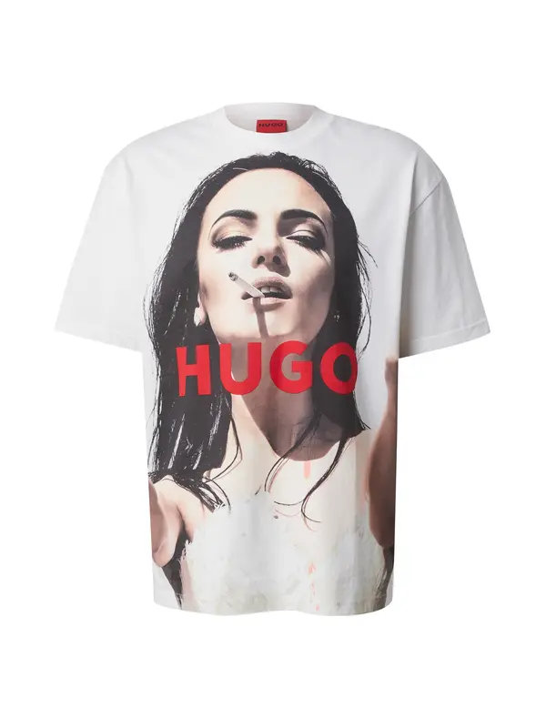 HUGO HUGO Majica 'Duwedie'  bež / rdeča / črna / bela
