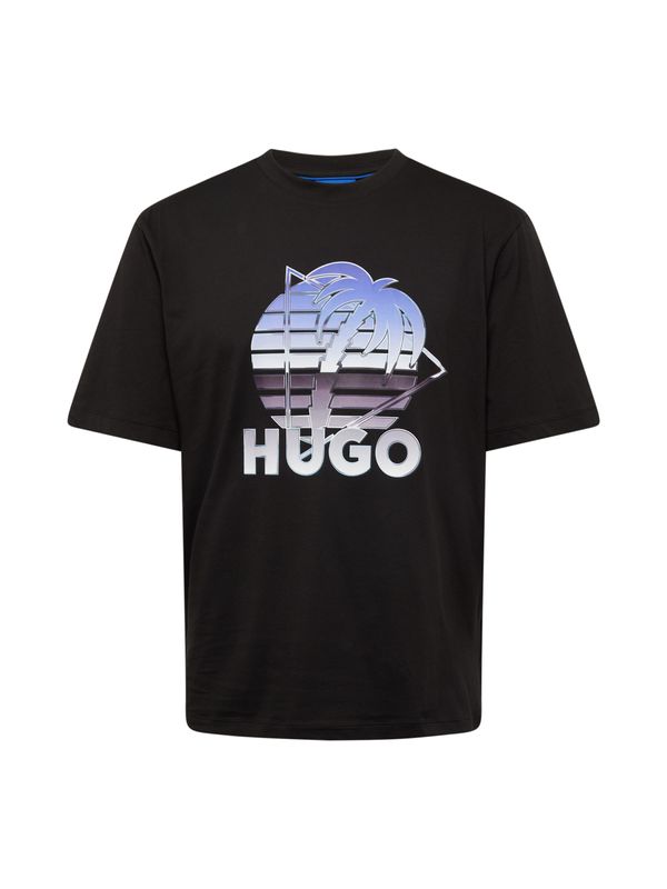 HUGO HUGO Majica 'Neroe'  svetlo modra / sivka / črna / bela