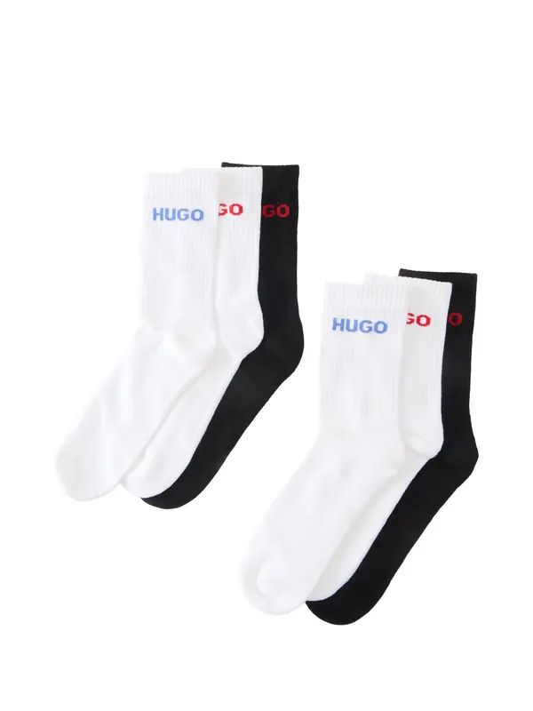 HUGO HUGO Nogavice  svetlo modra / živo rdeča / črna / bela