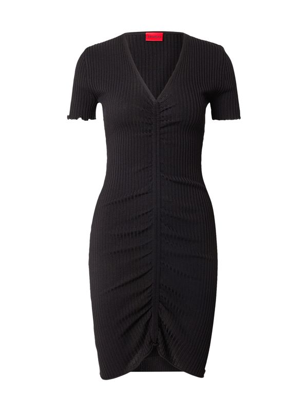 HUGO HUGO Pletena obleka 'Slisery'  črna