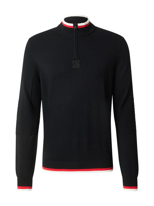 HUGO HUGO Pulover 'Selo'  rdeča / črna / bela
