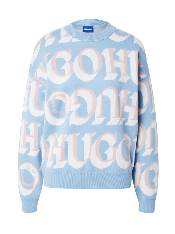 HUGO HUGO Pulover 'Sestunni_B'  svetlo modra / puder / bela