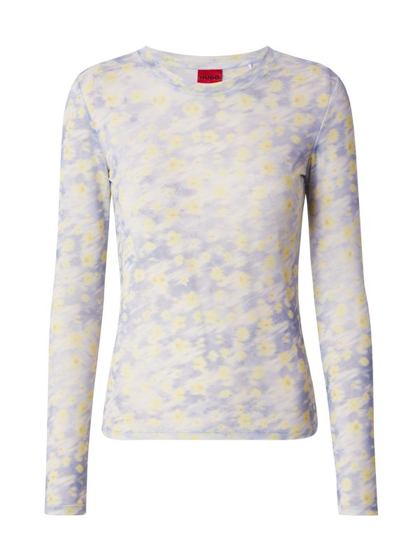 HUGO Red HUGO Red Majica 'Diralina'  rumena / svetlo rumena / vijolično modra