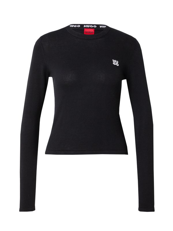 HUGO Red HUGO Red Pulover 'Scallia'  črna / bela