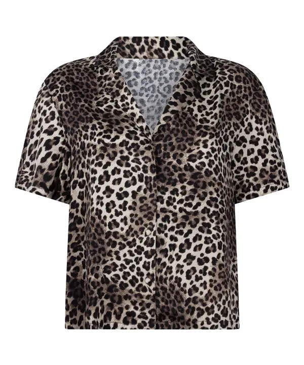 Hunkemöller Hunkemöller Majica za spanje  kamela / umbra / črna / bela