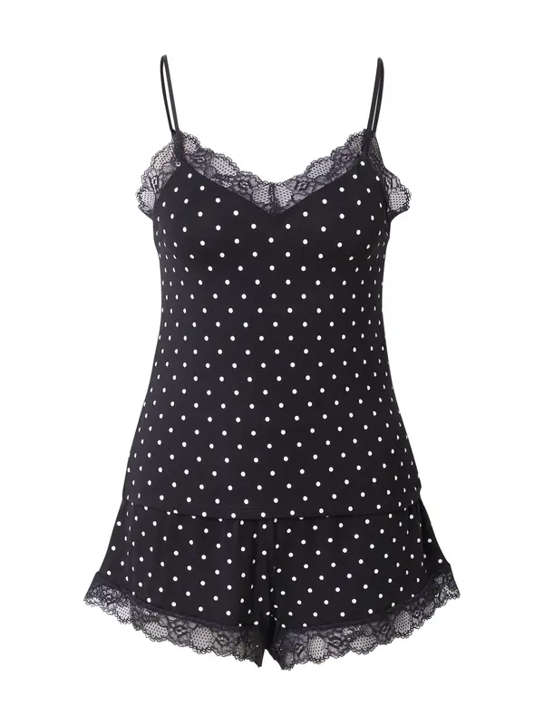 Hunkemöller Hunkemöller Pižama 'Cami'  črna / bela
