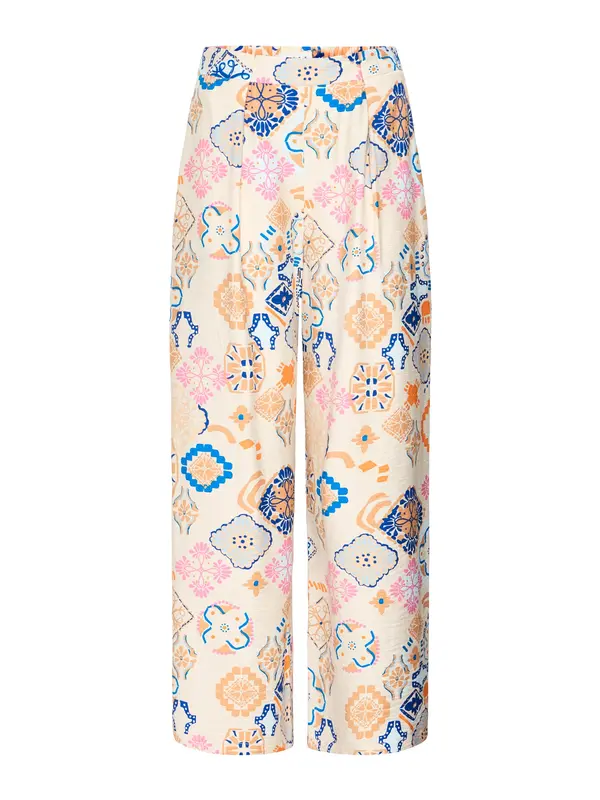 ICHI ICHI Hlače z naborki 'IHLANCIE'  kremna / modra / svetlo oranžna / svetlo roza