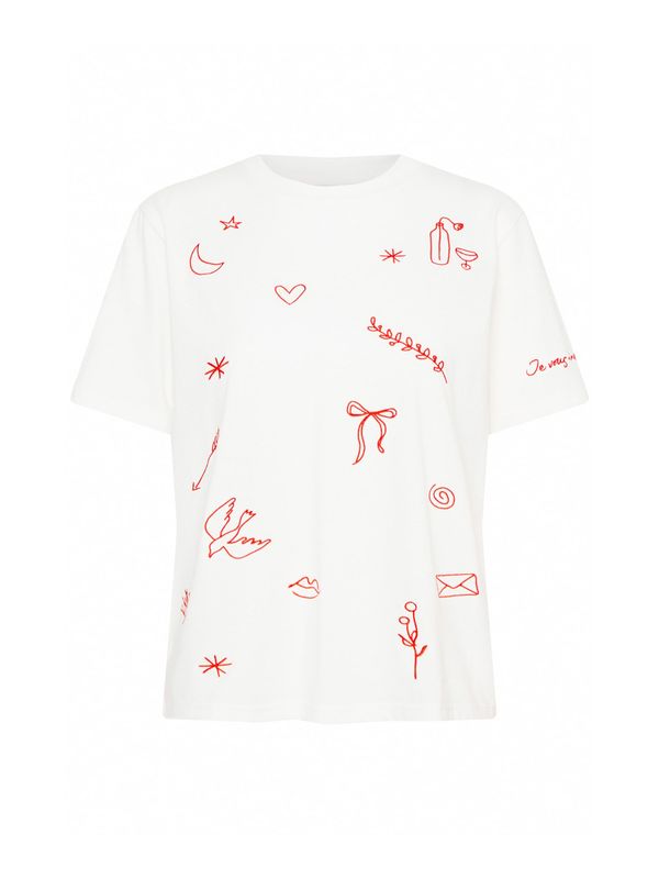 ICHI ICHI Majica 'MAJOU'  svetlo bež / rdeča