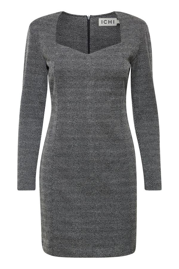 ICHI ICHI Obleka 'Kate'  siva / črna