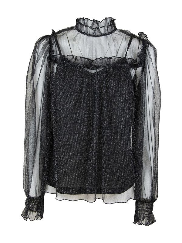 Influencer Influencer Bluza 'Sheer'  črna / srebrna