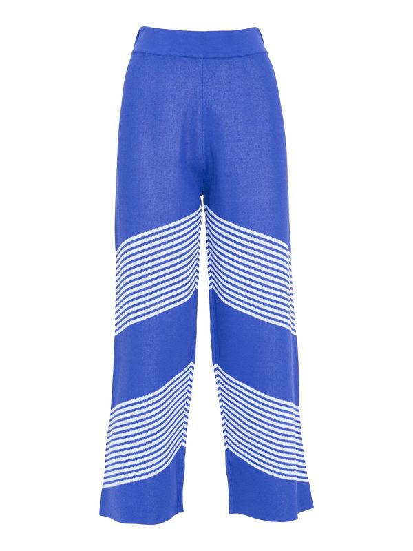Influencer Influencer Hlače 'Striped knit pants'  kraljevo modra / bela