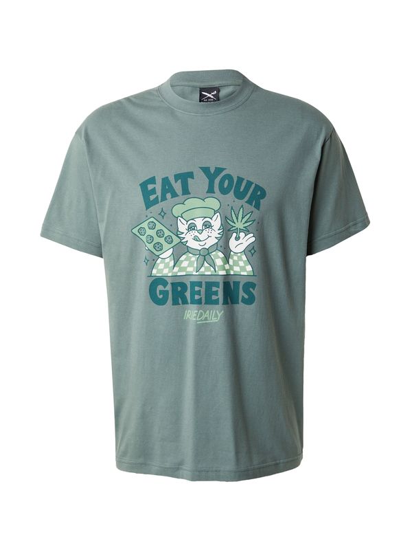 Iriedaily Iriedaily Majica 'Eat Greens'  smaragd / žad / svetlo zelena / bela