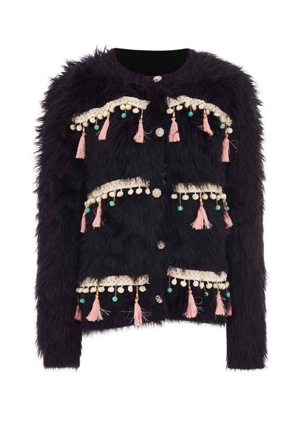 IZIA IZIA Pletena jopa  turkizna / staro roza / črna