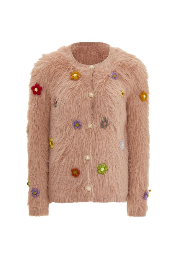 IZIA IZIA Pletena jopa  zelena / sivka / rosé / rdeča