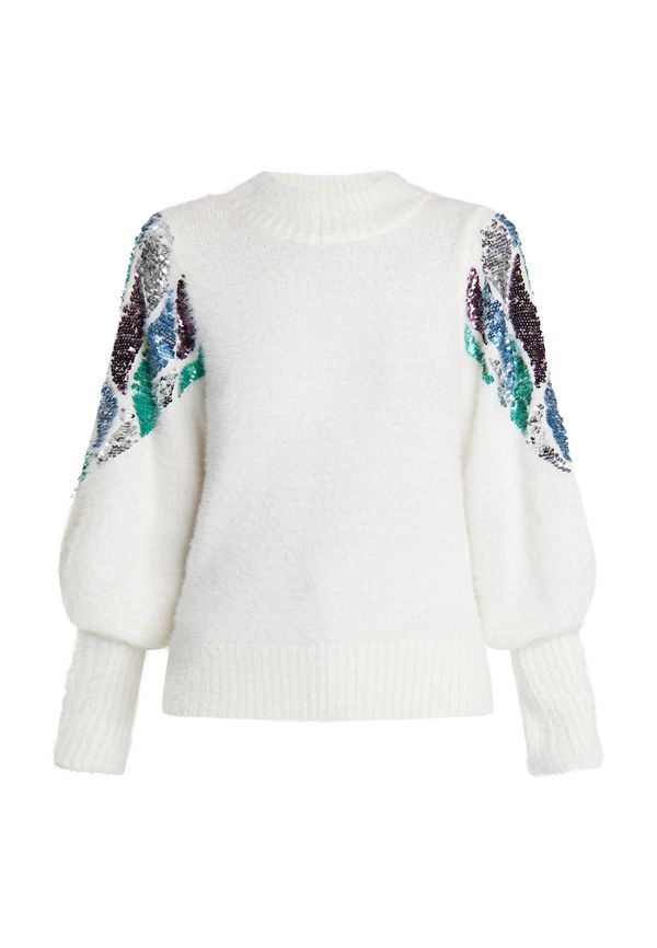 IZIA IZIA Pulover 'Gaya'  kremna / zelena / črna / srebrna