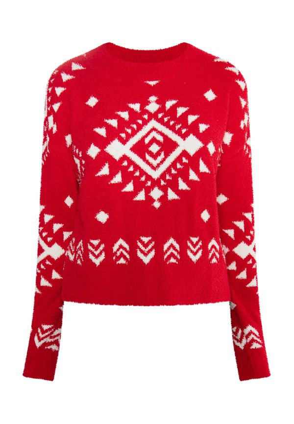 IZIA IZIA Pulover 'Hoona'  rdeča / bela