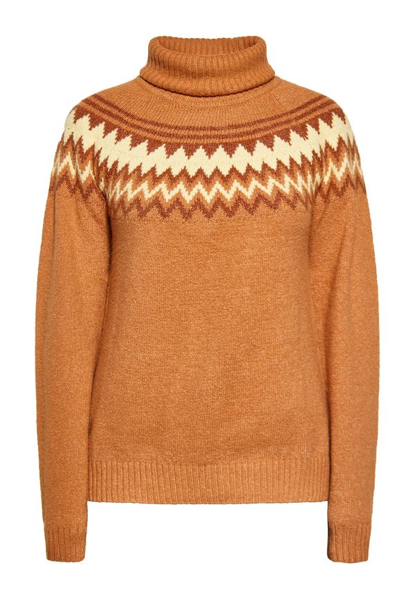 IZIA IZIA Pulover  karamel / temno rjava / rumena