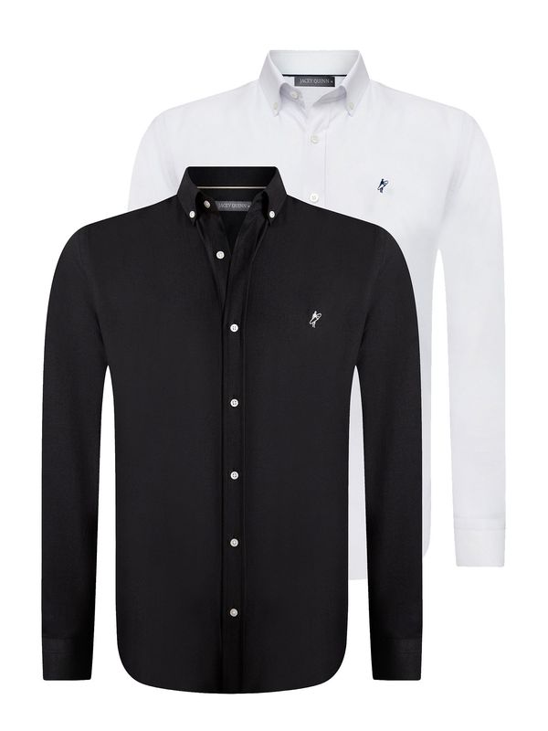 Jacey Quinn Jacey Quinn Poslovna srajca 'Oxford'  črna / bela