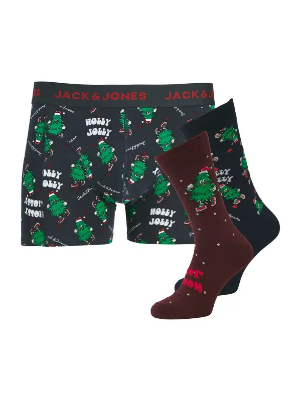 JACK & JONES JACK & JONES Boksarice 'Jacjolly Xmas'  nočno modra / zelena / rubin rdeča / bela