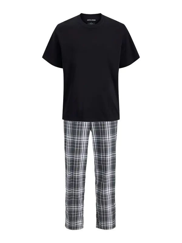 JACK & JONES JACK & JONES Dolga pižama 'JACLuca'  grafit / črna / bela