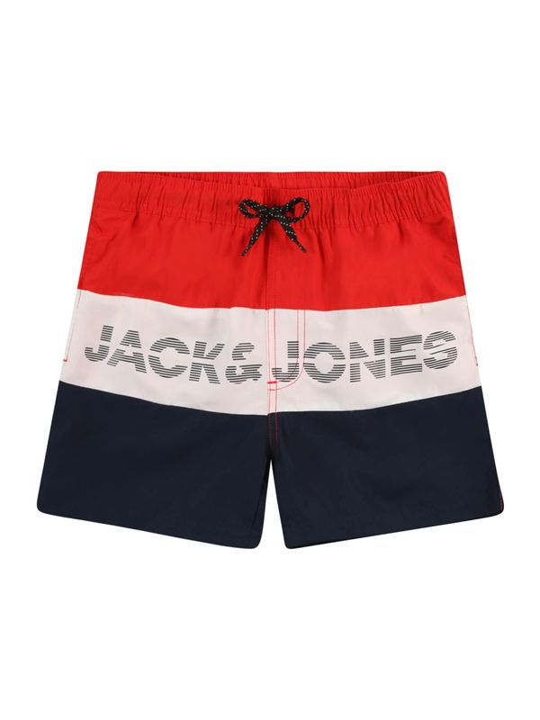 Jack & Jones Junior Jack & Jones Junior Kratke kopalne hlače 'JPSTFiji'  marine / siva / ognjeno rdeča / bela