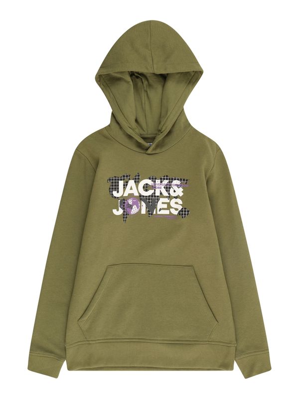 Jack & Jones Junior Jack & Jones Junior Majica 'DUST'  oliva / lila / črna / bela