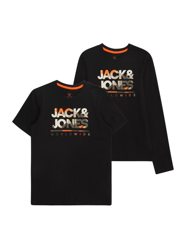 Jack & Jones Junior Jack & Jones Junior Majica 'JJLUKE'  temno siva / oranžna / črna / bela