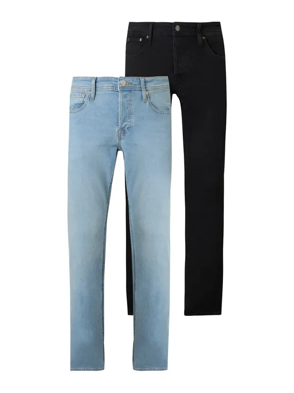 JACK & JONES JACK & JONES Kavbojke 'JJIGLENN JJORIGINAL'  moder denim / črna