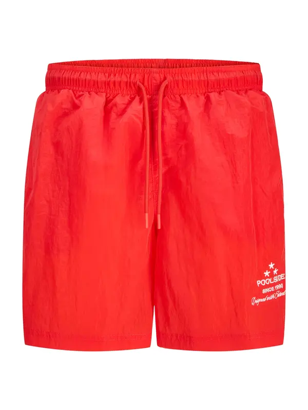 JACK & JONES JACK & JONES Kratke kopalne hlače 'JPSTKAUAI ELECTRIC'  ognjeno rdeča / bela