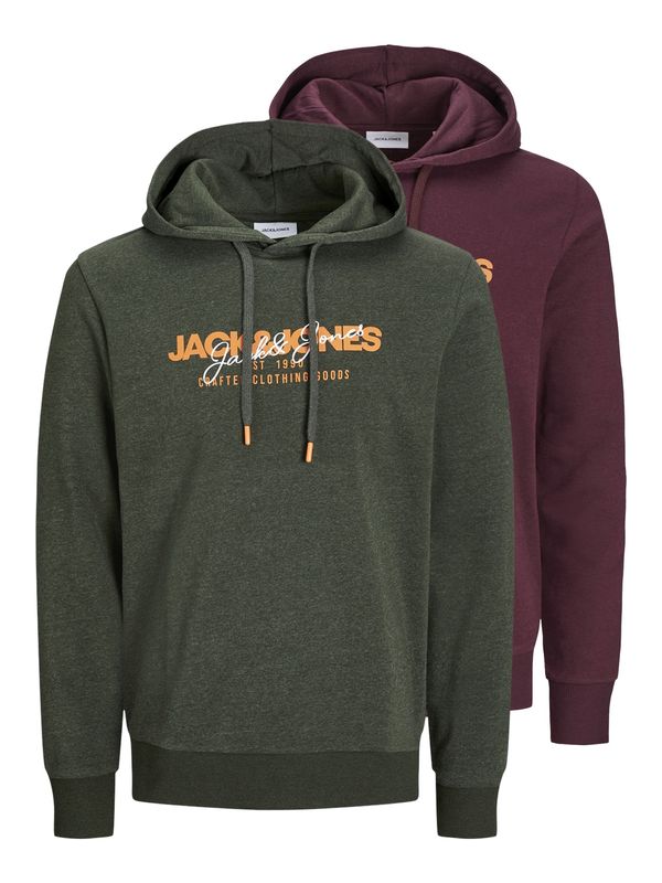 JACK & JONES JACK & JONES Majica 'Alvis'  večbarvno zelena / temno oranžna / vinsko rdeča / bela