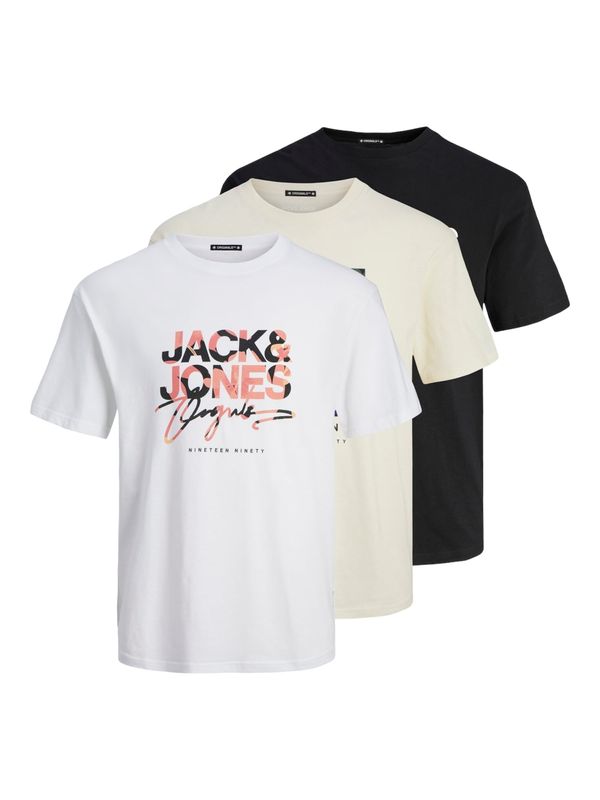 JACK & JONES JACK & JONES Majica 'ARUBA'  ecru / oranžna / črna / bela