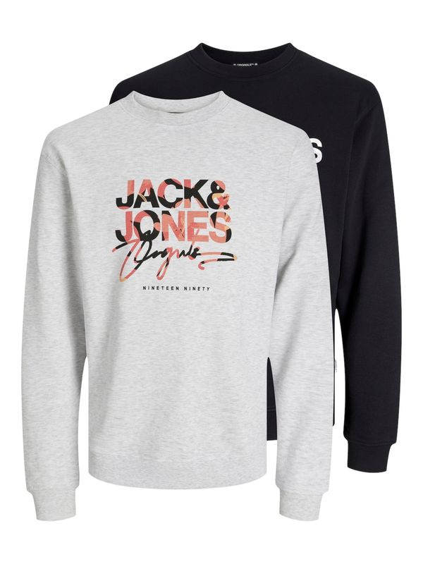 JACK & JONES JACK & JONES Majica 'ARUBA'  pegasto siva / pastelno rdeča / črna / bela