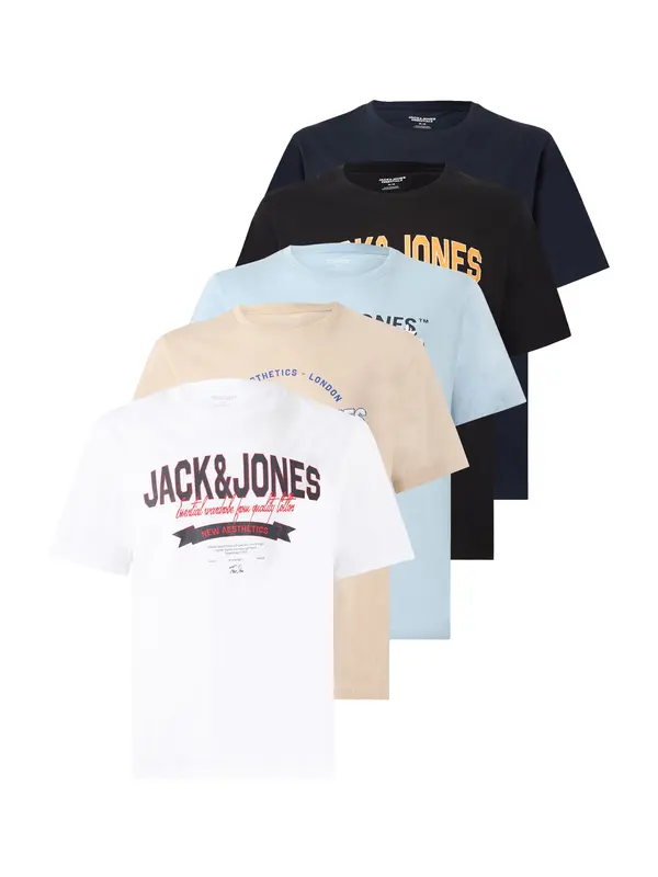 JACK & JONES JACK & JONES Majica  bež / svetlo modra / črna / bela