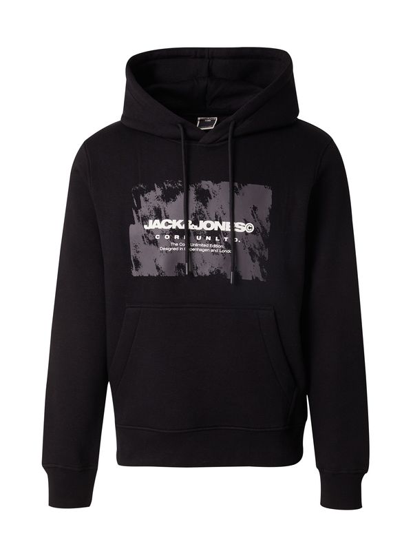 JACK & JONES JACK & JONES Majica 'JCOAERO FRONT PRINT SWEAT HOOD'  črna