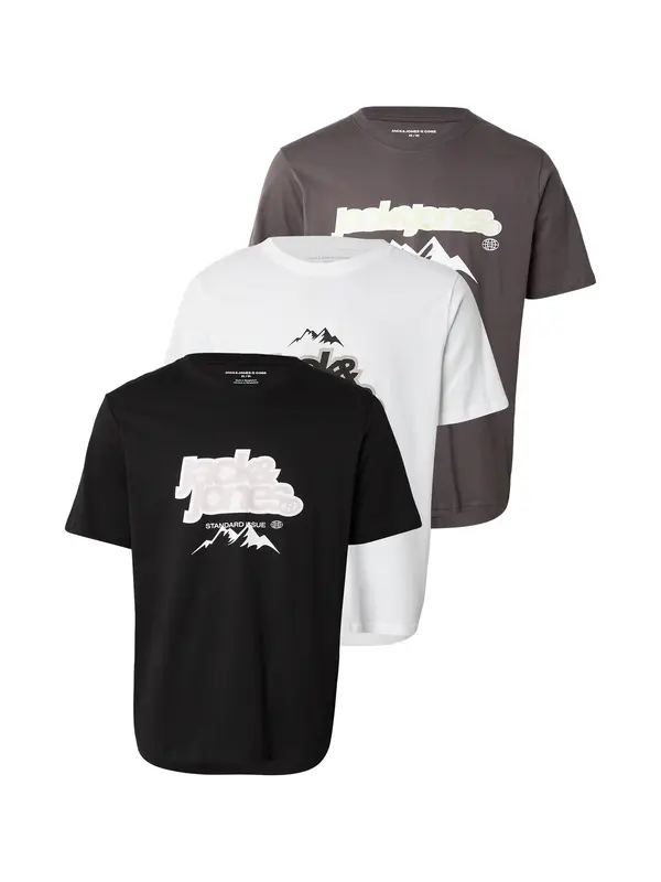 JACK & JONES JACK & JONES Majica 'JCOFLARE'  temno siva / črna / bela