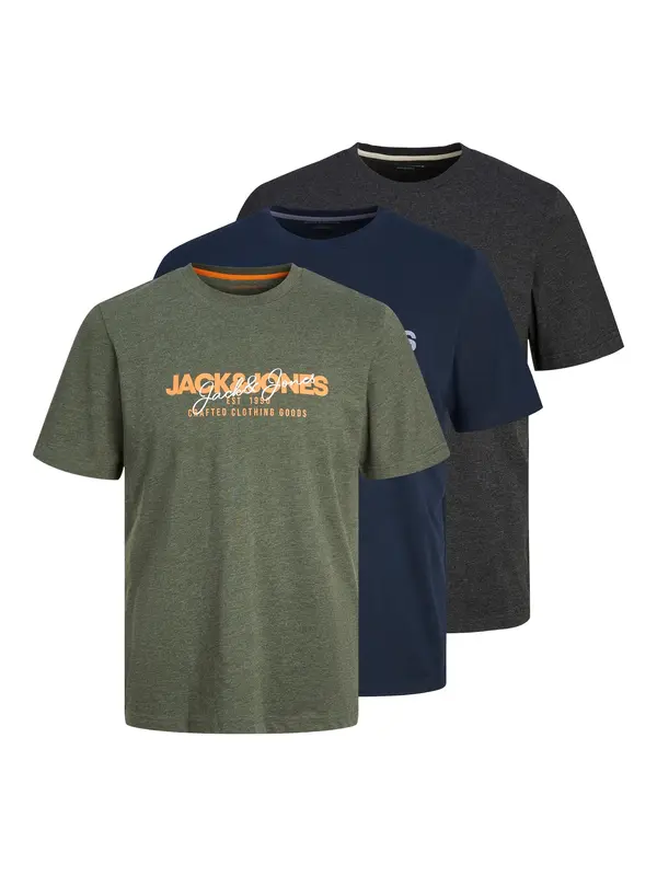 JACK & JONES JACK & JONES Majica 'JJAlvis'  mornarska / temno siva / večbarvno zelena / oranžna