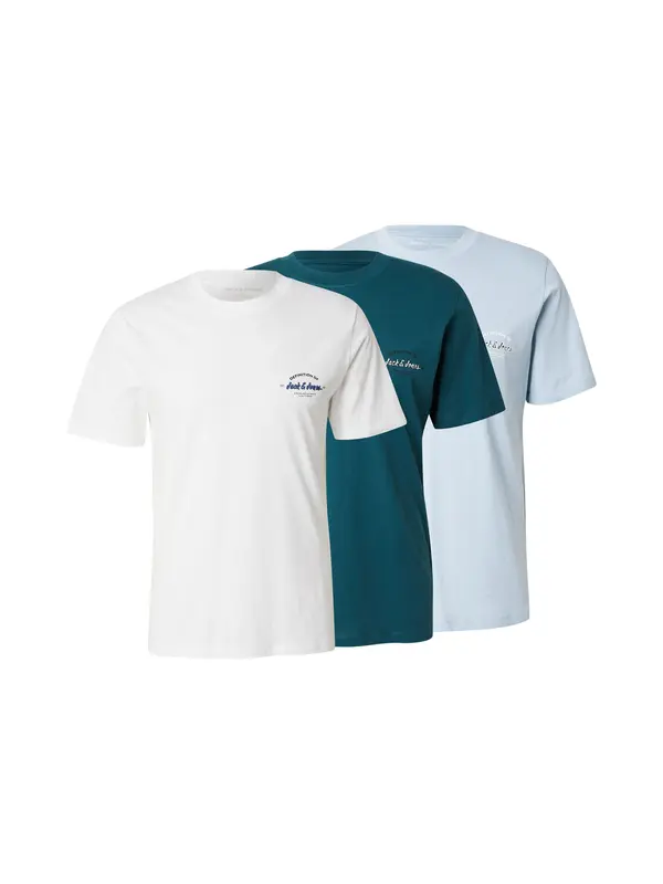 JACK & JONES JACK & JONES Majica 'JJBRANDON'  svetlo modra / jelka / črna / bela
