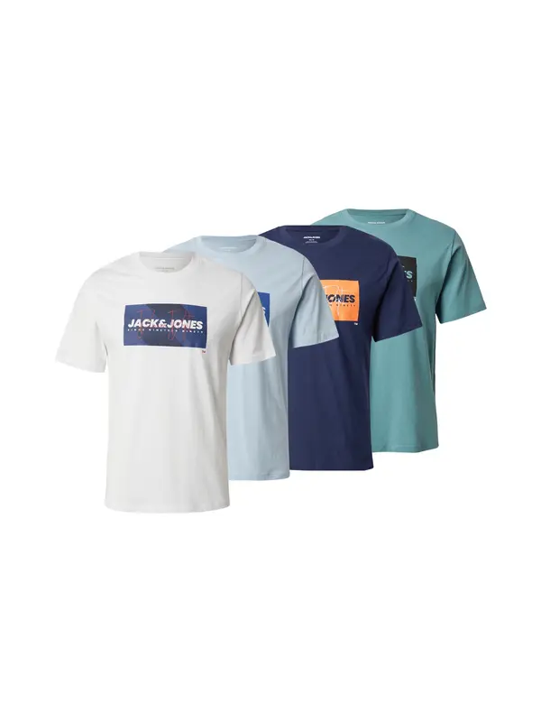 JACK & JONES JACK & JONES Majica 'JJCOLE'  mornarska / pastelno modra / žad / bela