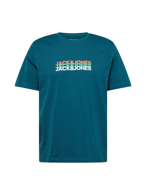 JACK & JONES JACK & JONES Majica 'JJCYBER'  petrol / svetlo zelena / mandarina / bela