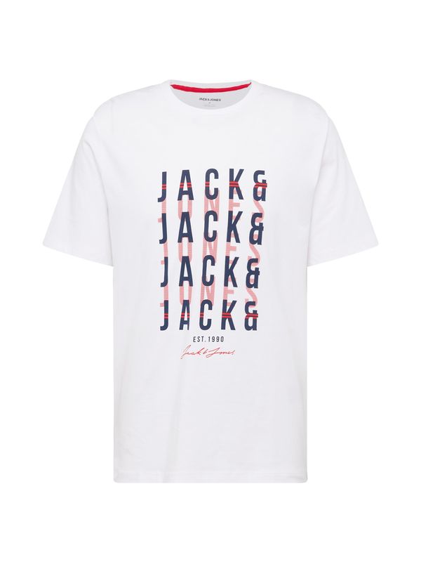 JACK & JONES JACK & JONES Majica 'JJDELVIN'  marine / svetlo rdeča / bela