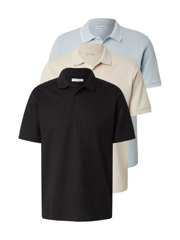 JACK & JONES JACK & JONES Majica 'JJEAUSTIN'  kremna / svetlo modra / črna