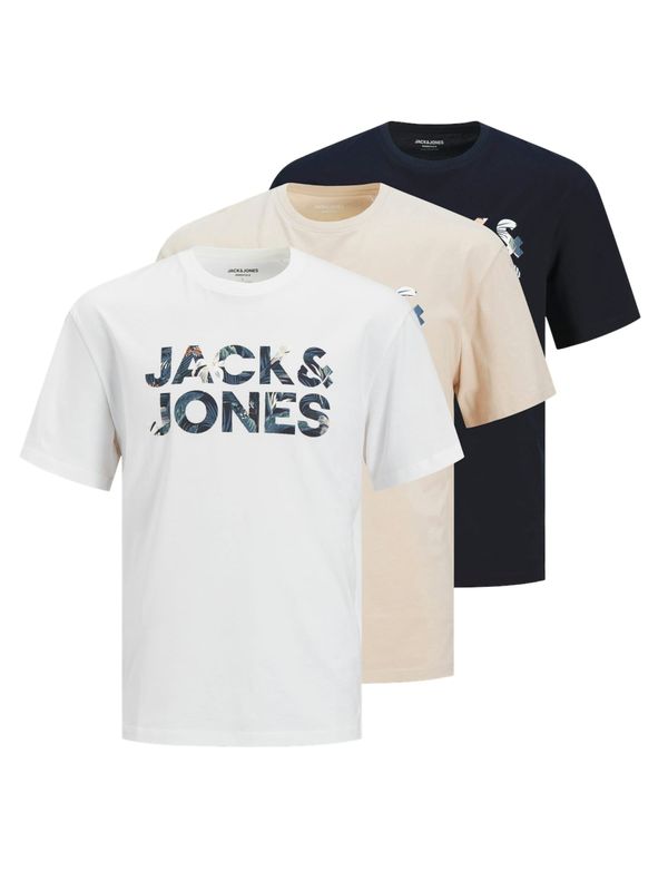 JACK & JONES JACK & JONES Majica 'JJEBRYAN'  bež / mornarska / oranžna / bela